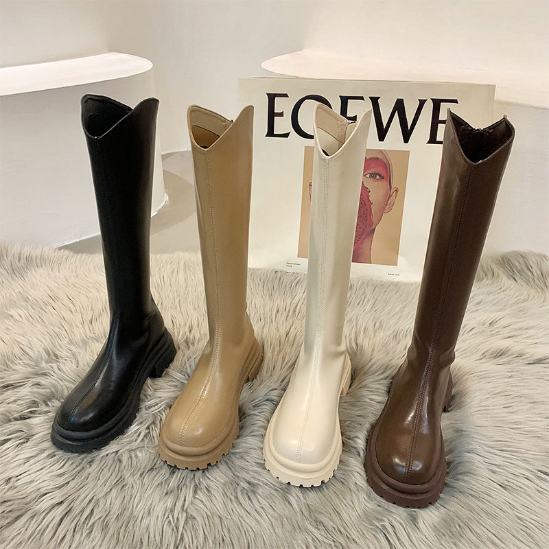 Boots Women's Chelsea Boots White Long Boots popular New Autumn and Winter Thick-soled Martin Boots Tall Knight Boots