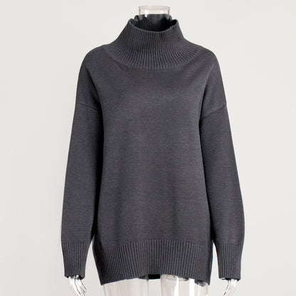 VLOVELAW 2025 New popular 2025 style autumn and winter solid color turtleneck knitted sweater loose and thin versatile knitted sweater women
