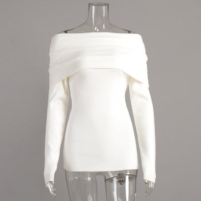 VLOVELAW 2025 sweater women's New autumn and winter 2025 style long-sleeved knitted bottoming shirt one-word shoulder sexy slim-fitting off-the-shoulder top