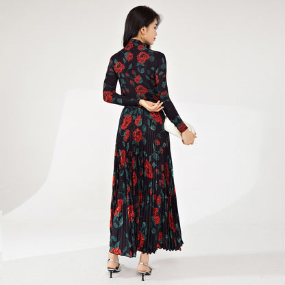 2025 suit 2025 early spring women's fashion high-end rose T-shirt top fashion skirt two-piece set