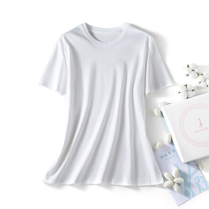 VLOVELAW Short-Sleeved Women's Clothing Spring and Summer Clothes Women's Big Belly Slimming Purple Top  White T Shoulder T-shirt Women's Short-Sleeved