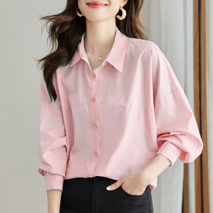 direct sales long-sleeved white shirt design sense niche commuting loose autumn cash chic shirt