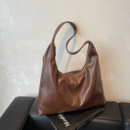 VLOVELAW 2025 Retro women's large-capacity underarm bag popular new casual shoulder shopping bag niche design commuter tote bag