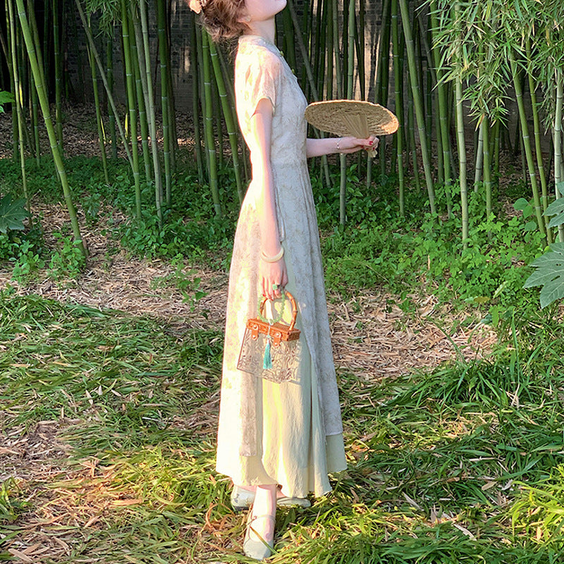VLOVELAW Soft [South Summer Bamboo Green] New Chinese Zen Bamboo Cheongsam Suit Dress Female  Summer New