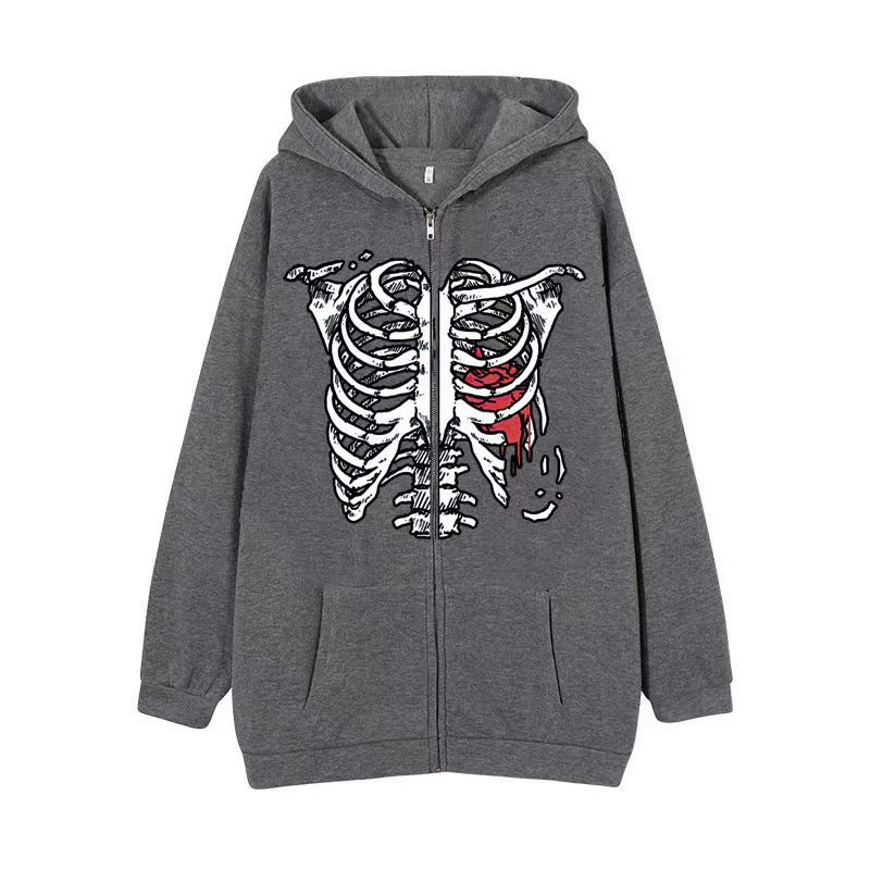 VLOVELAW 2025 Popular and  Diablo Skull Sweatshirt Men's and Women's Hoodies Goth Couple Harajuku Large Size Zipper Sweater