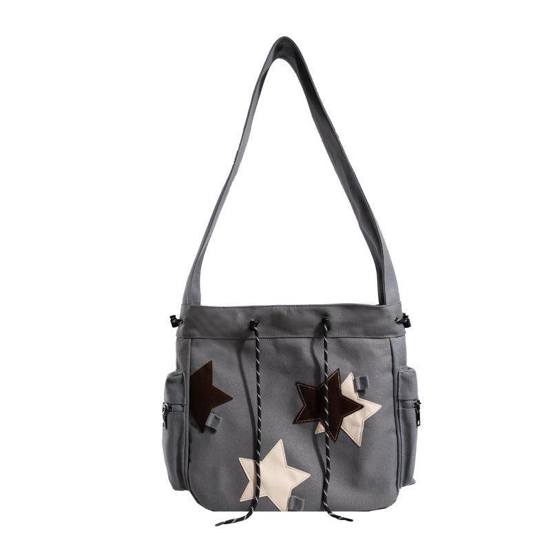 VLOVELAW American Vintage Canvas Bag Ins Style Casual Female Student Large Capacity Japanese Tote Bag Commuter Shoulder Messenger Bag