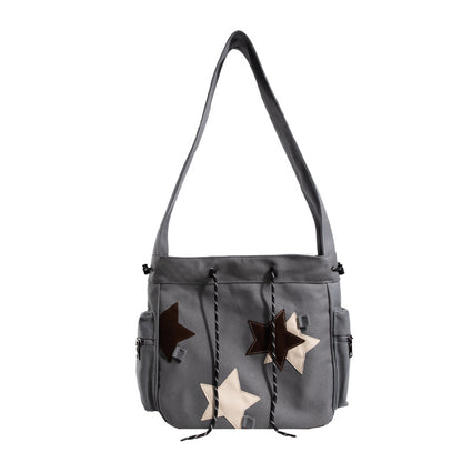 VLOVELAW American Vintage Canvas Bag Ins Style Casual Female Student Large Capacity Japanese Tote Bag Commuter Shoulder Messenger Bag
