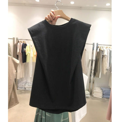 VLOVELAW South Korea Dongdaemun  Summer New Solid Color Sleeveless Loose T-shirt Women's Design Fashionable T-shirt
