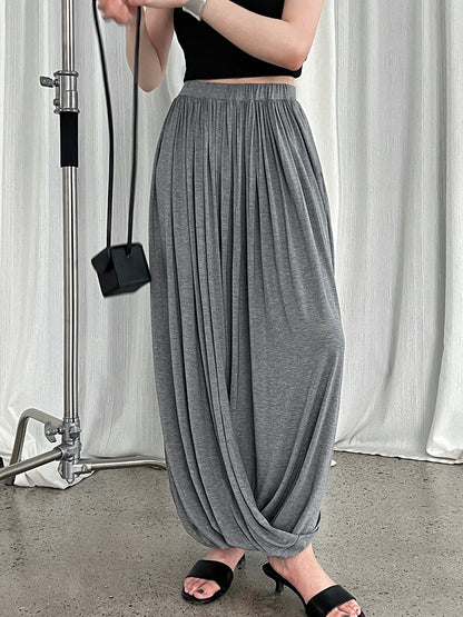 Luxi design sense Lenzing Modal kink skirt women's summer new high waist pleated knitted skirt 2676