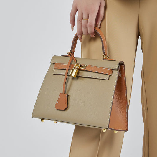 VLOVELAW 2025 Manufacturer wholesale palm print leather second generation Kelly contrasting bag shoulder quality women's bag crossbody versatile ins handbag