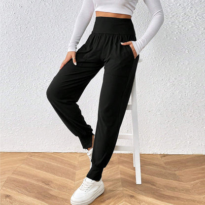 Hot Trade International Station Hot Sale Fashion Simple Casual Pants Autumn and Winter High Waist Leg Thin Versatile Nine-point Pants Women