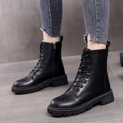 Martin Boots Women's British Style  Autumn and Winter New Short Boots Female Students Korean Style Thick Bottom Fleece-Lined Internet Celebrity Ins Fashion Shoes