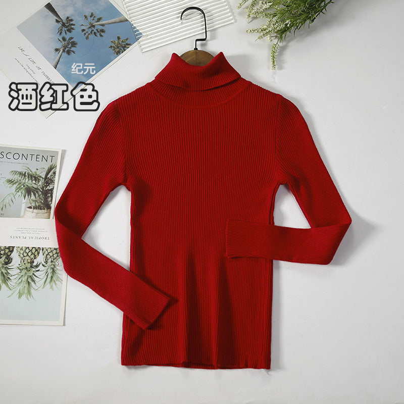 KKBOXLY Cross-border long-sleeved turtleneck bottoming shirt solid color Korean version pullover sweater (24 colors in stock) knitted bottoming sweater