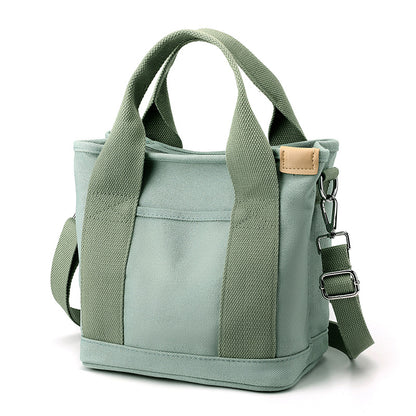 VLOVELAW Small Bag with Zipper Japanese Multi-Layer Bag Niche Lady Shoulder Bag Portable Thickened Canvas Mobile Phone Bucket Tote Bag
