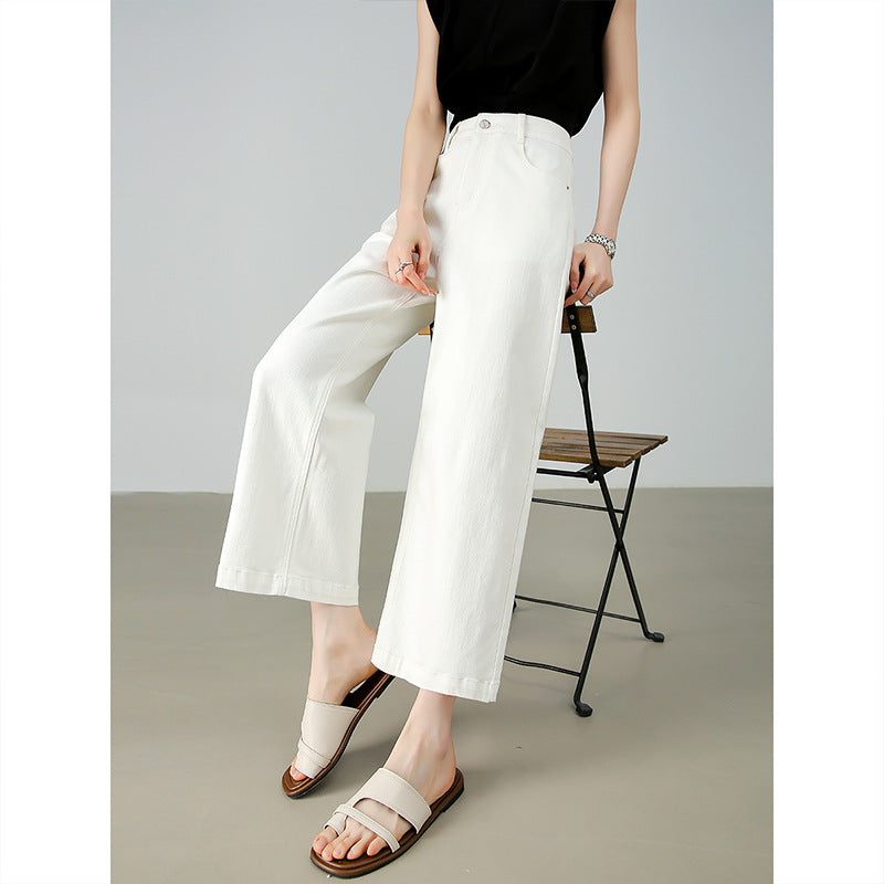 2025  [ for big brands] Summer straight-leg jeans for women, small and thin commuting high-waisted three-proof nine-point straight-leg pants.