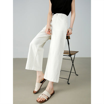 2025  [ for big brands] Summer straight-leg jeans for women, small and thin commuting high-waisted three-proof nine-point straight-leg pants.