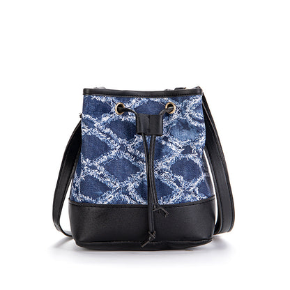 vlovelaw Guangzhou Women's Bag Wholesale Bags  Spring New Denim Seasoning Bag Printed Bucket Bag Ins Messenger Bag