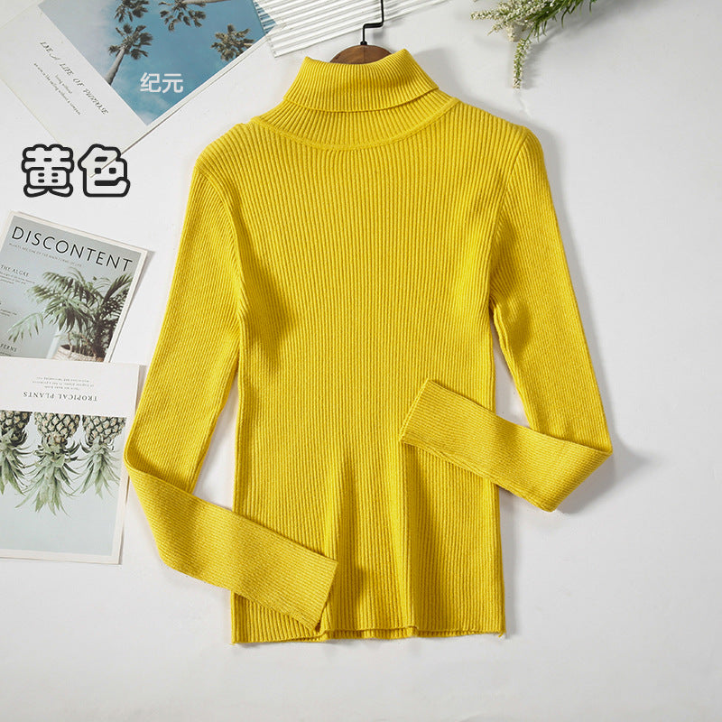 KKBOXLY Cross-border long-sleeved turtleneck bottoming shirt solid color Korean version pullover sweater (24 colors in stock) knitted bottoming sweater
