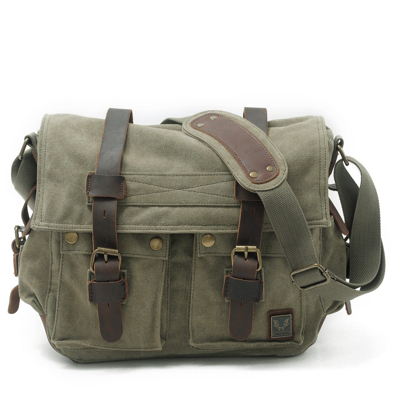 VLOVELAW 2025 Muchuan cloth bag, wholesale 2025 retro canvas with mad horse leather men's and women's mail carrier bag single shoulder casual satchel