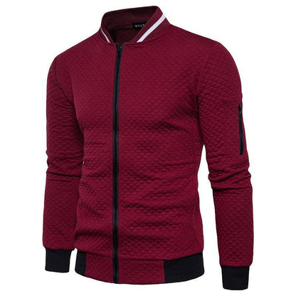 VLOVELAW 2025 new New  sweater zipper stand-up neck sweater jacket men's casual plaid cardigan