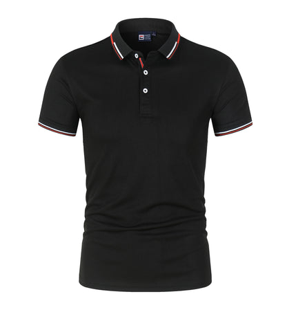 VLOVELAW 2025 New new solid color men's Polo shirt Popular trade large size light plate stand-up collar T-shirt  loose short sleeves, trendy