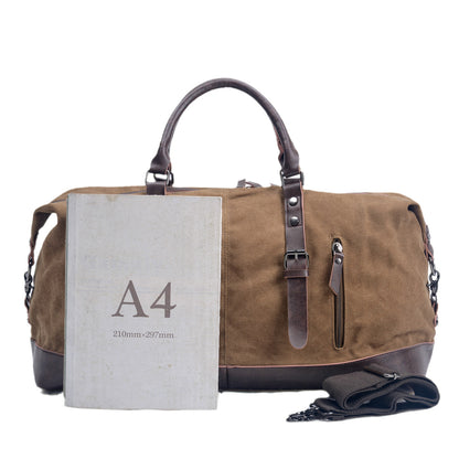 VLOVELAW 2025 2025 large-capacity men's hand-held travel bags, casual canvas with imitation leather messenger bags, luggage bags, fitness weekend bags