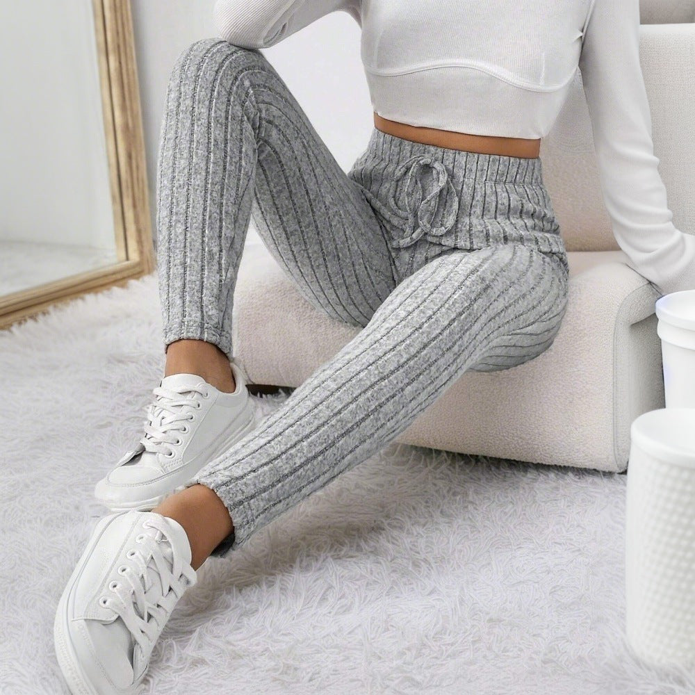 New basic women's clothing fashion simple knitted casual pants autumn and winter new tight legs thin nine-point pants