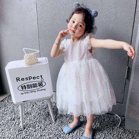 Girls' Dress Children's Clothing Wholesale 2025 Summer Western Style Butterfly Children's Princess Dress Baby Puffy Tulle Skirt