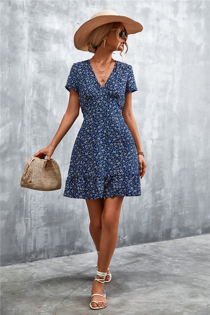 XIEYINSHE Spring and Summer New  Wish Hot Sale Bohemian V-neck Floral Dress Beach Dress
