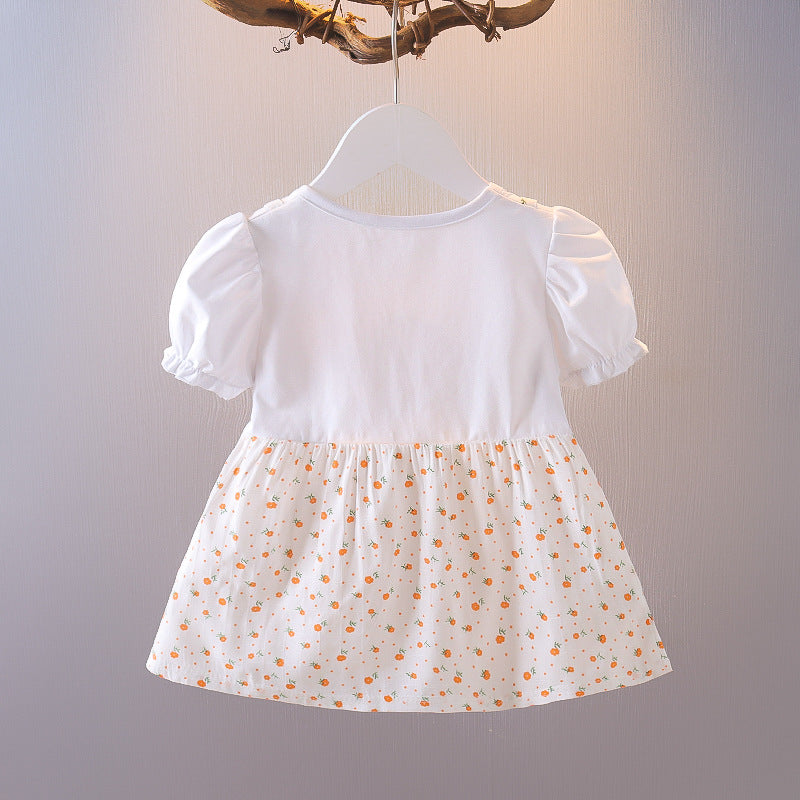 VLOVELAW Girls' Dress Summer Dress  New Children's Cotton Skirt 1-3 Years Old Western Style Baby Princess Dress Baby Skirt