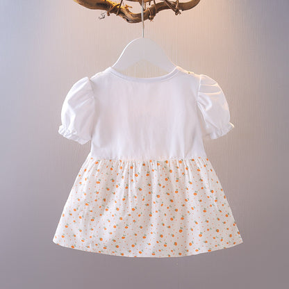 VLOVELAW Girls' Dress Summer Dress  New Children's Cotton Skirt 1-3 Years Old Western Style Baby Princess Dress Baby Skirt
