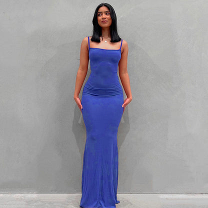 VLOVELAW European and American Foreign Trade New Women's Clothing Kardashian Skims Dress Casual Slim Strap Home Long Dress