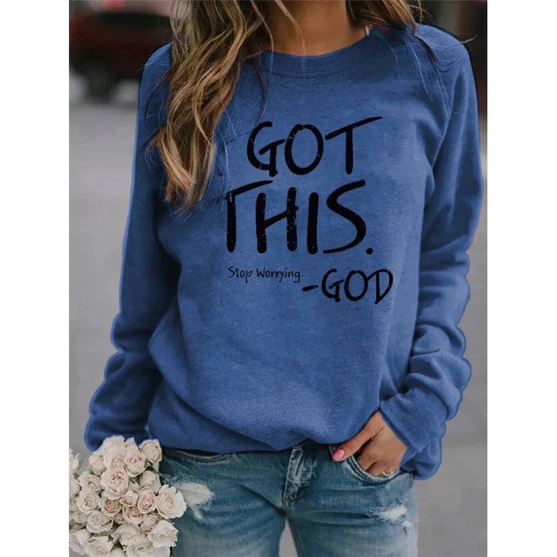 VLOVELAW 2025 [Large quantities in stock]   WISH New  letter printing round neck loose long-sleeved sweater