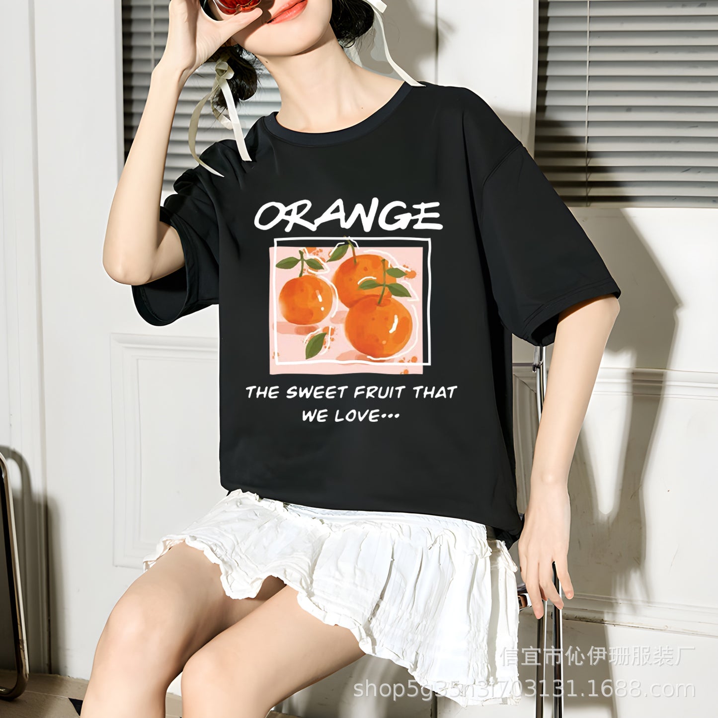 VLOVELAW Summer Women's Cotton Short-Sleeved T-shirts Women's  New Versatile Simple Style Loose Half-Sleeve Top Ins Trendy White