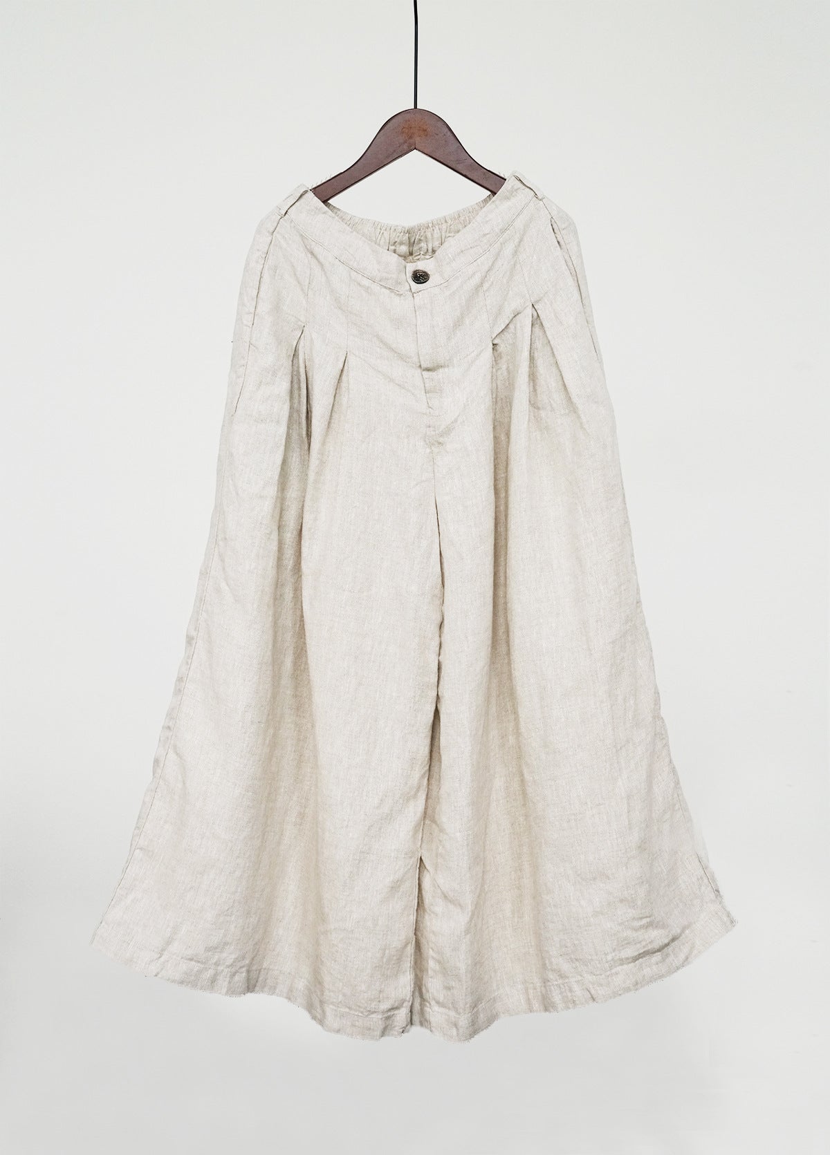 casual literary and artistic thickened linen wide-leg pants for women, high-waisted and thin floor-mopping samurai pants K22298