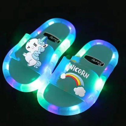 VLOVELAW Online Influencer Fashion Luminous Children's Slippers Strawberry Crystal Shoes Shiny Color Light Girlfriends Girls Shiny Sandals