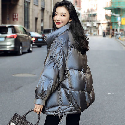 Black Zero Pressure Bread Down Jacket Women's popular Winter Clothing New Warm White Duck Down Small Down Jacket Tide