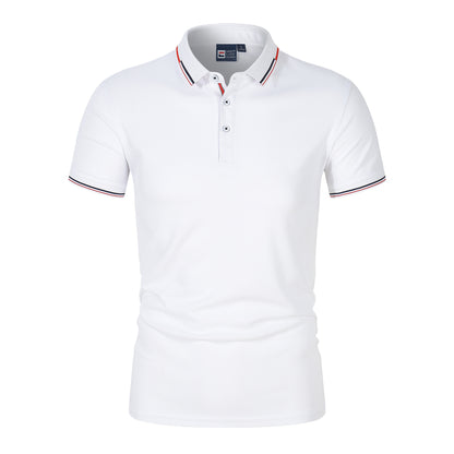 VLOVELAW 2025 New new solid color men's Polo shirt Popular trade large size light plate stand-up collar T-shirt  loose short sleeves, trendy