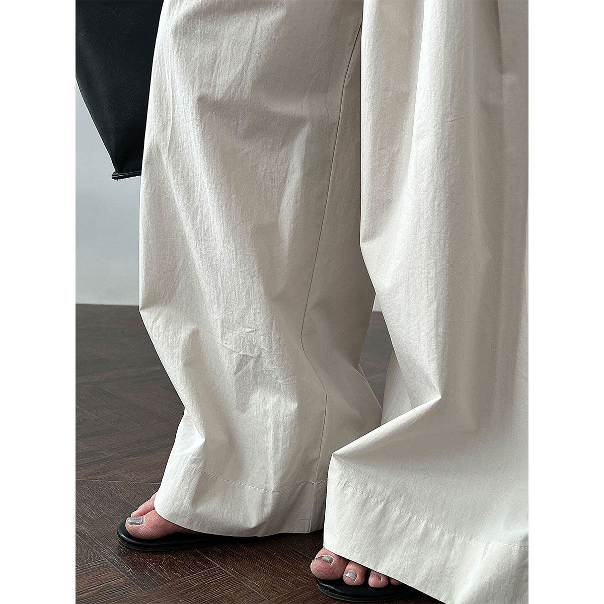 Luxi 100 cotton high-waisted versatile lace-up straight-leg pants women's summer new thin casual wide-leg trousers 1950