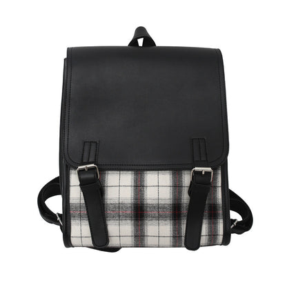 Japanese Campus Multi-Compartment Student Schoolbag Large Capacity Flip Women's Backpack Trendy Preppy Style Checked Backpack Women