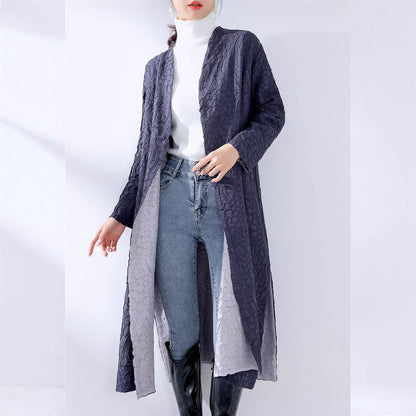 2025 New Popular trade extended trench coat women's high-end embroidery double-sided can wear Middle East robe coat women
