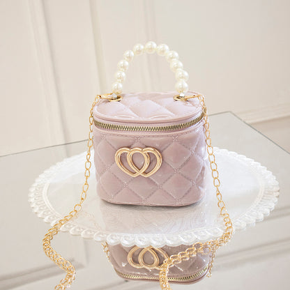 VLOVELAW Pearl Gel Bag DIY Bag Lion Ridge Bucket Bag PVC Crossbody Women's Bag Rhombus Chain Bag Women's Handbag