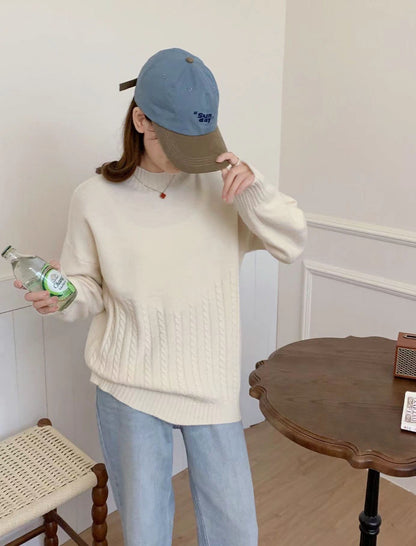 VLOVELAW Korean version of casual soft waxy pullover sweater women's New autumn and winter soft lazy wind loose and thin knitted sweater women's top