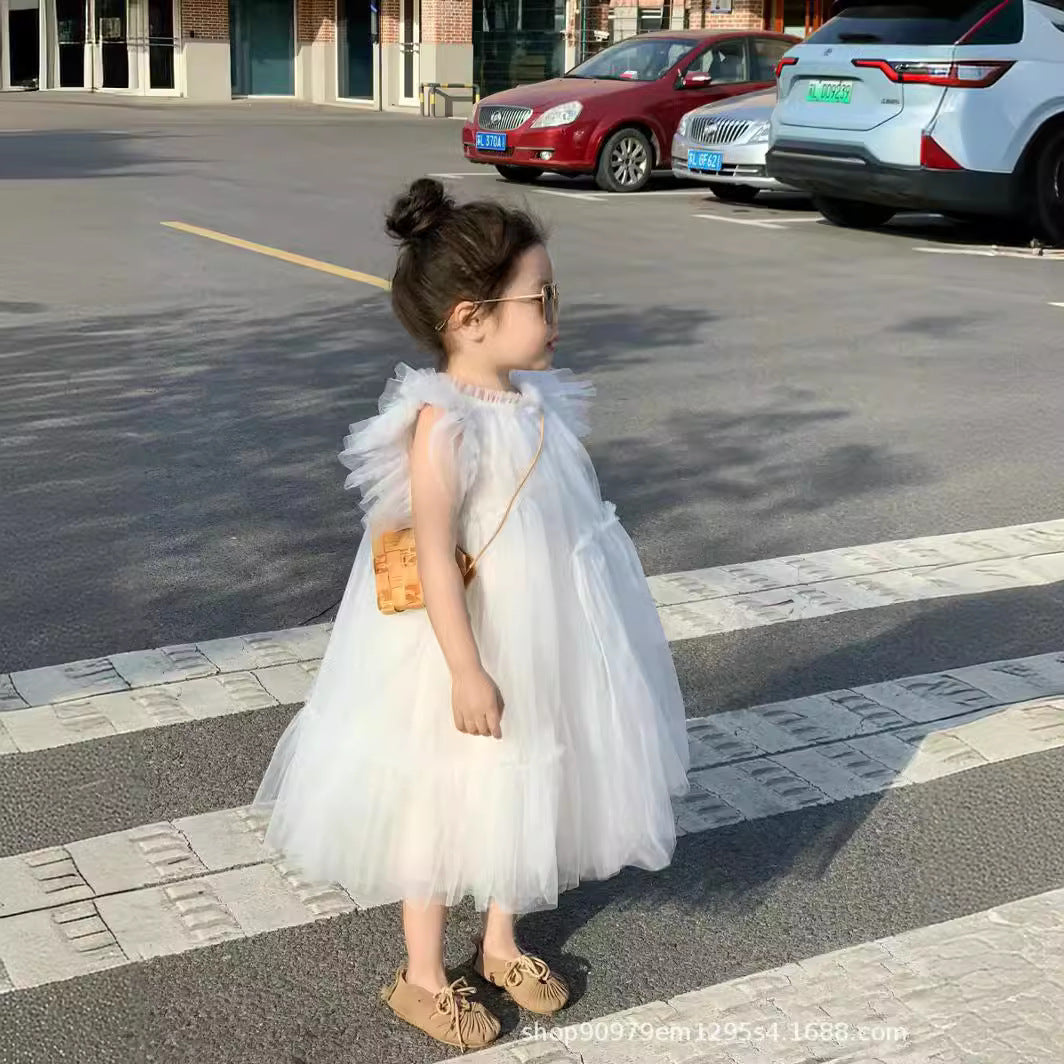 VLOVELAW 24 Years Internet Hot Girls Dress Flounced Sleeve Princess Dress Mesh Bubble Skirt Little Girl Birthday Little Dress