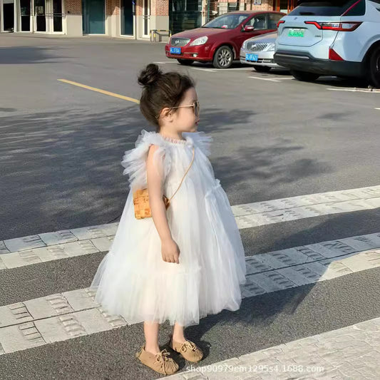 VLOVELAW 24 Years Internet Hot Girls Dress Flounced Sleeve Princess Dress Mesh Bubble Skirt Little Girl Birthday Little Dress