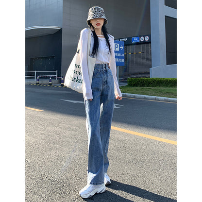 High Waist Wide Leg Jeans for Women Spring 2025 New Loose Straight Slim Fit Mop Pants Spring and Autumn