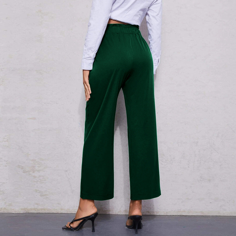 popular summer new New  ins popular women's clothing simple waist straight nine-point versatile casual pants
