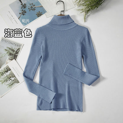 KKBOXLY Cross-border long-sleeved turtleneck bottoming shirt solid color Korean version pullover sweater (24 colors in stock) knitted bottoming sweater