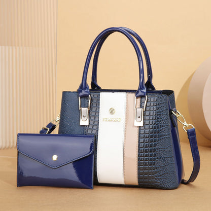 VLOVELAW 2025 bag women's bag advanced sense popular new texture middle-aged mother bag splicing contrasting color large-capacity handbag bag