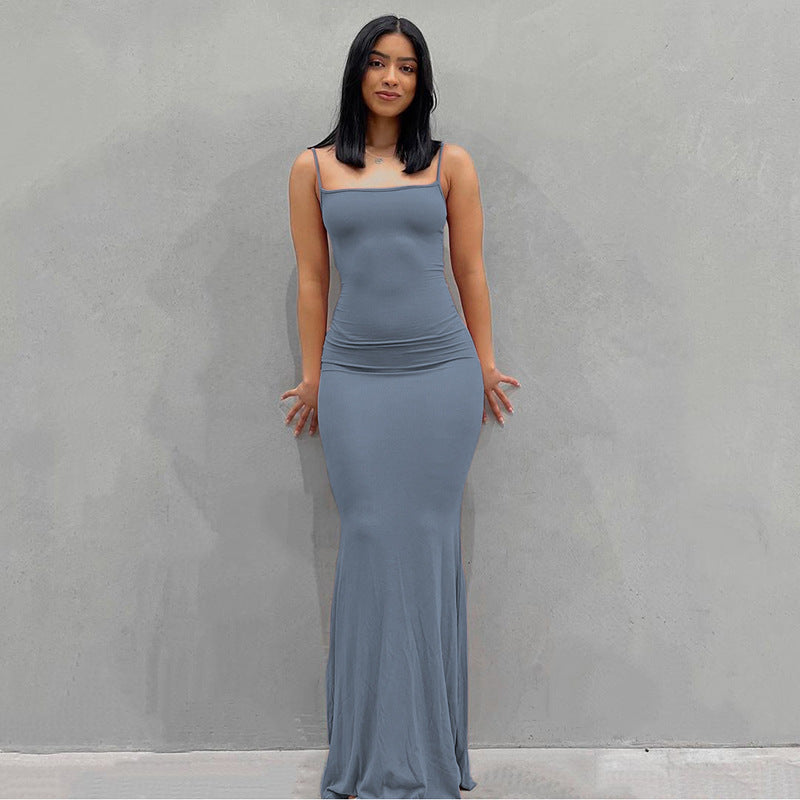 VLOVELAW European and American Foreign Trade New Women's Clothing Kardashian Skims Dress Casual Slim Strap Home Long Dress